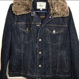 Furry denim jacket with removable collar